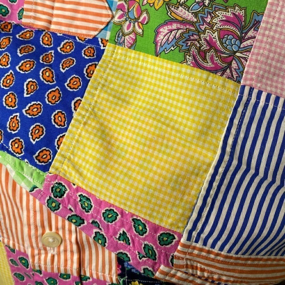 Ralph Lauren Classic Fit Multi Patchwork Cotton Poplin Button Up Shirt - Picture 6 of 16